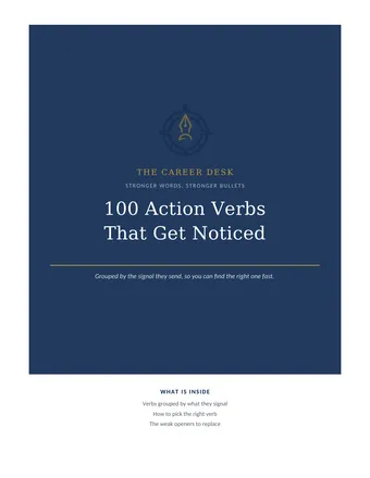 100 Action Verbs guide cover