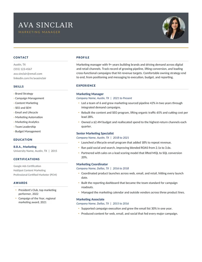 The Minimalist, with photo resume template kit: the real one-page design