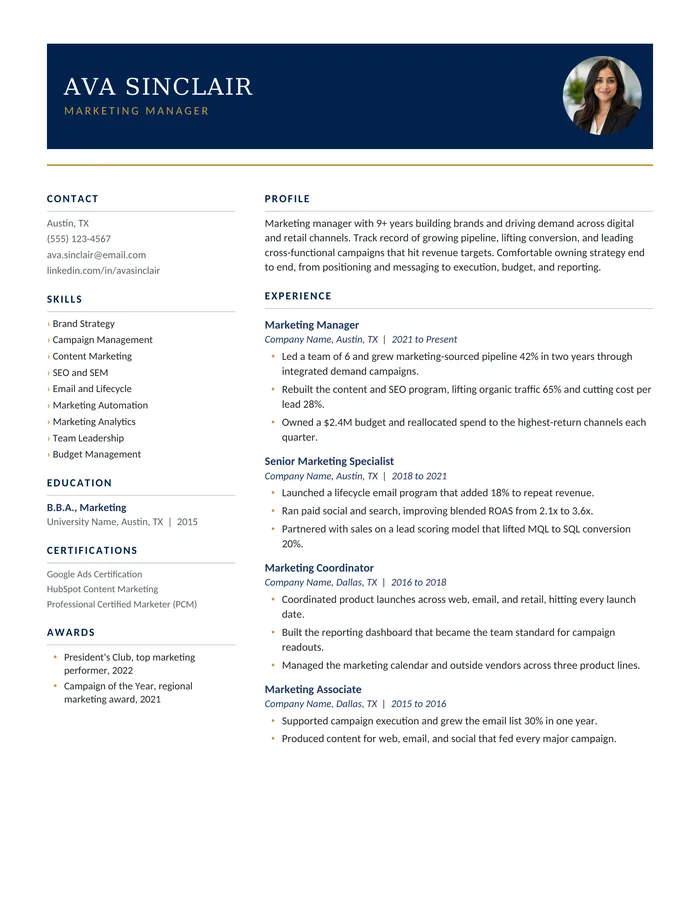 The Modern, with photo resume template kit: the real one-page design