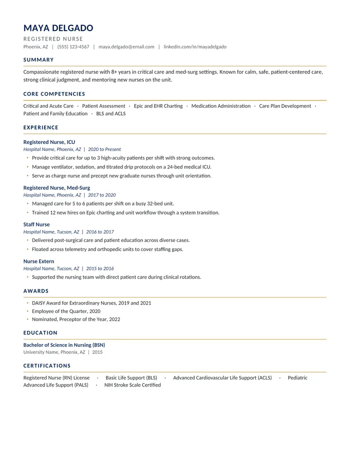 The Nurse resume template kit: the real one-page design