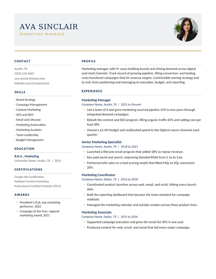 The Professional, with photo resume template kit: the real one-page design